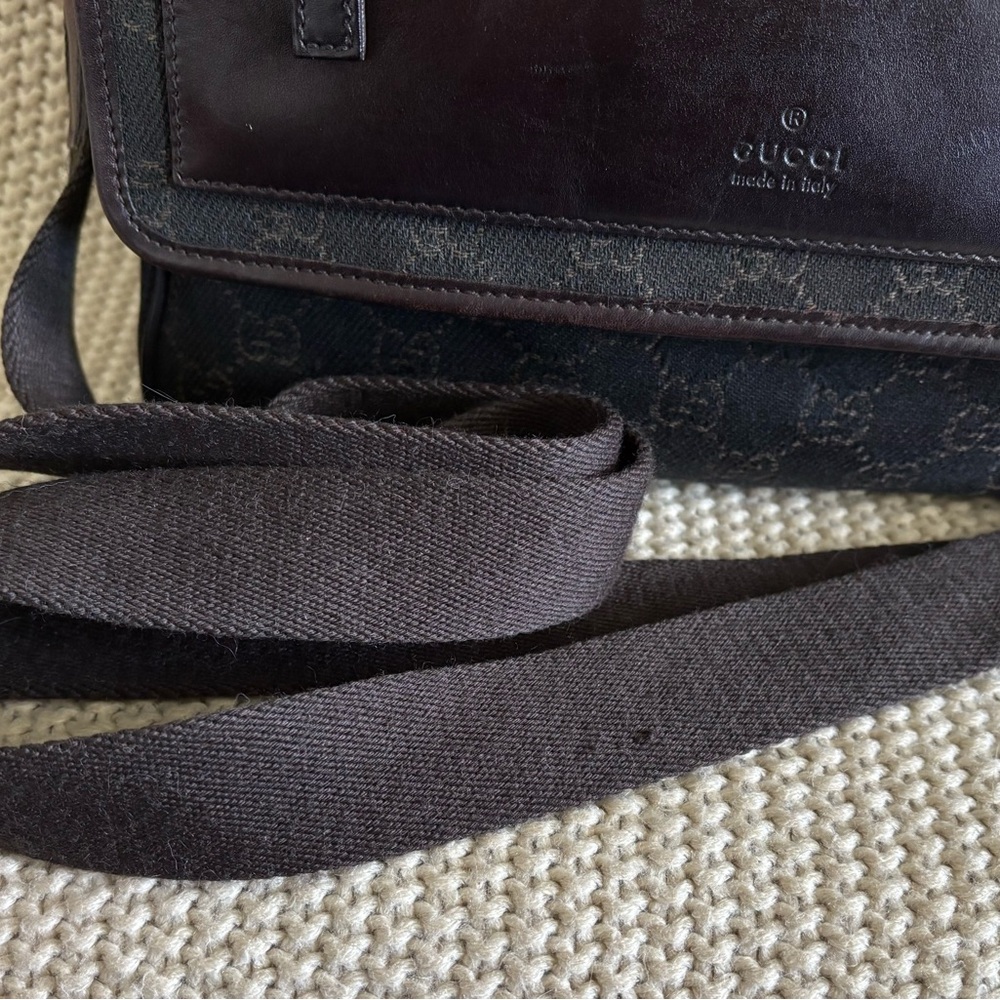 Gucci Dark Brown Canvas & Leather Messenger Bag - Picture 6 of 14
